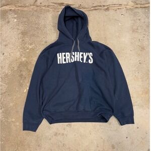 Hersheys Navy Blue Gildan Heavy Blend Hoodie Pullover Logo Graphic Print Size‎ L